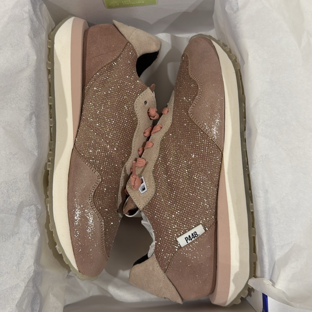 P448 Cancun Pink sparkle tennis shoes.   NIB - Picture 3 of 8